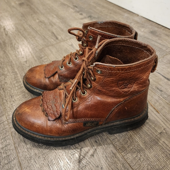Ariat Cascade Kiltie Lace Up Roper Brown Work Boots - Picture 1 of 13